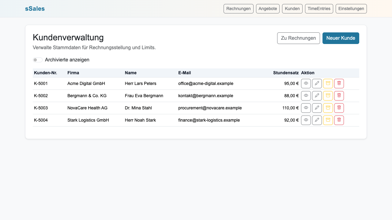 Kundenverwaltung Screenshot