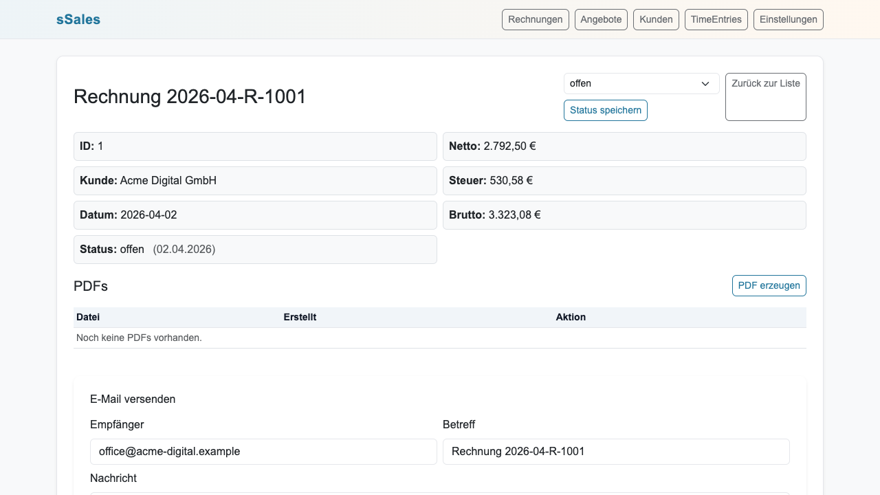 Rechnungsdetail Screenshot